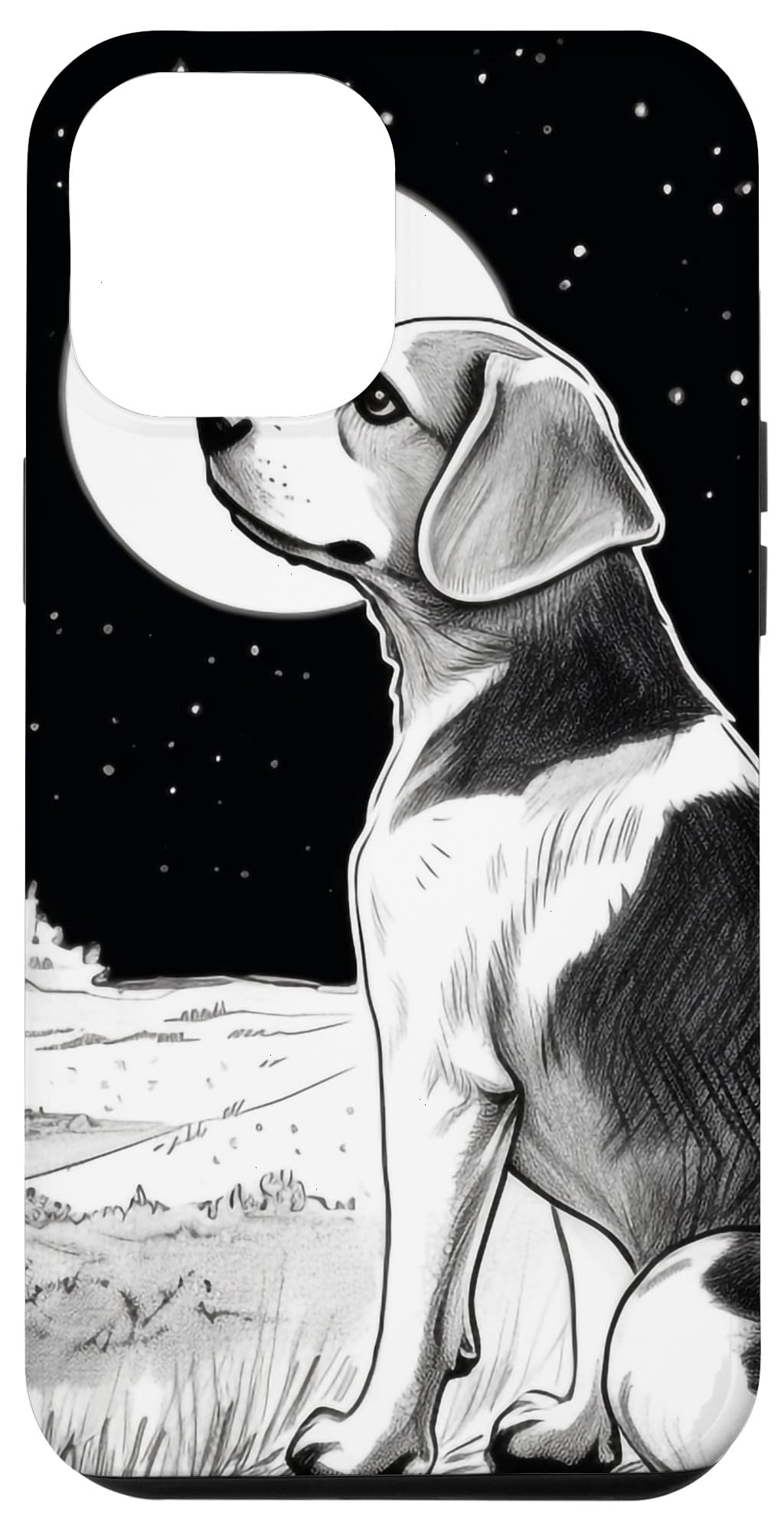 iPhone 15 Plus ビーグル犬 星月夜 スマホケース