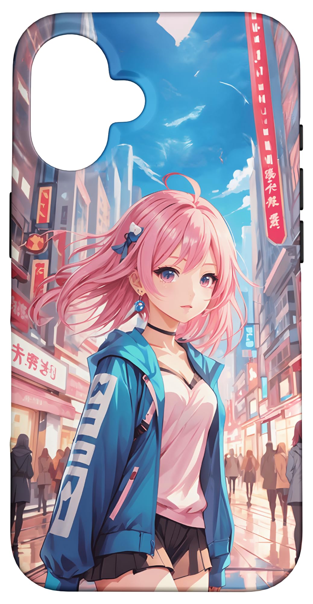 iPhone 16 アニメの女の子、漫画、美学、かわいい、日本語、Waifu プリント スマホケース