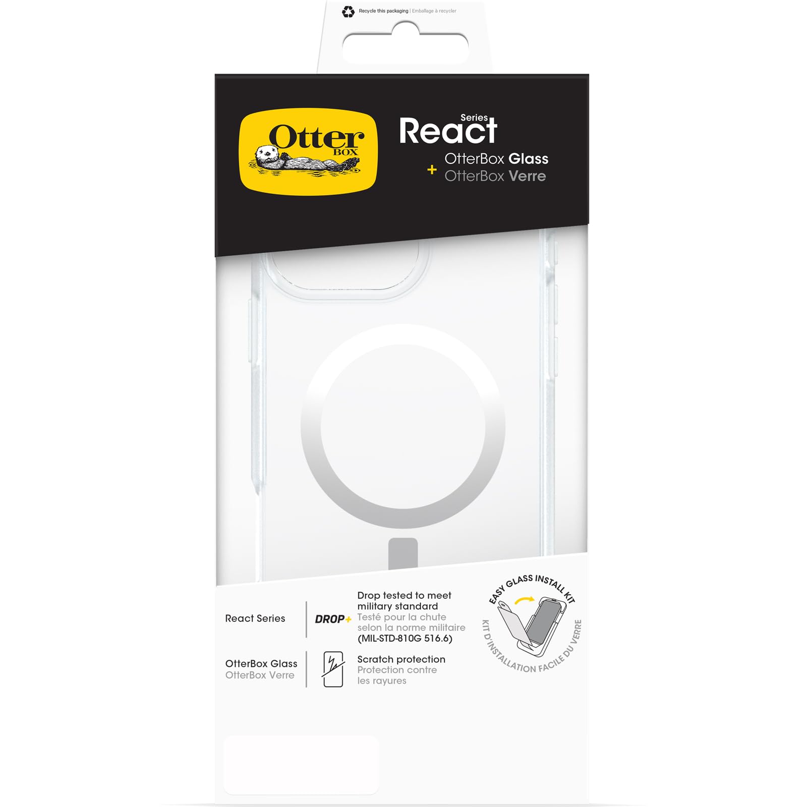 OtterBox iPhone 16 Pro Max用ケース＋ガラスフィルム React Magsafe + OtterBox Glass 耐衝撃 衝撃吸収 米軍MIL規格 クリア 【国内正規品】 〔オッターボックス〕
