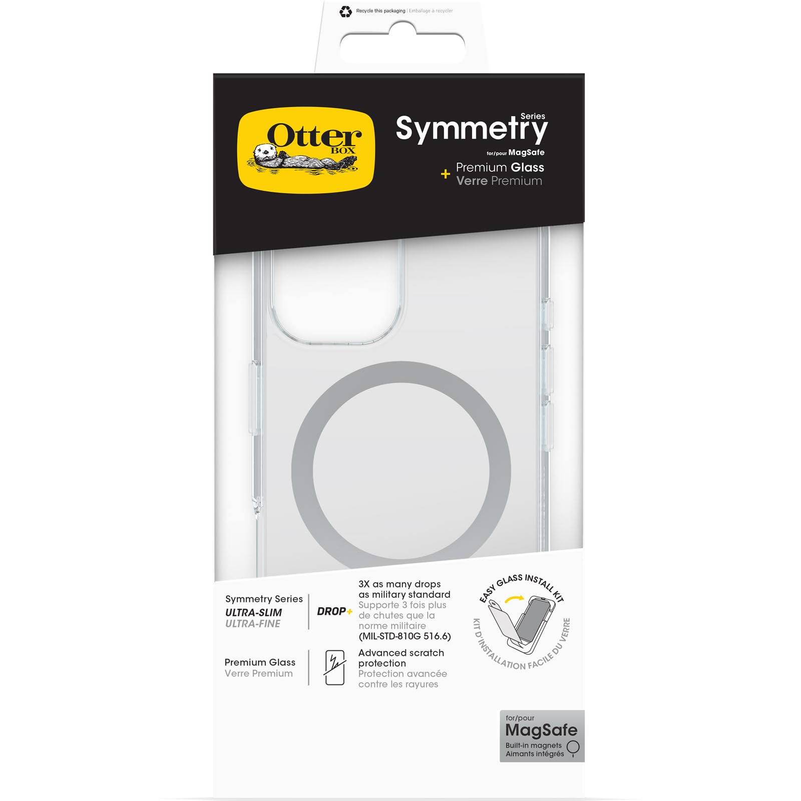 OtterBox iPhone 16用ケース+ガラスフィルム Symmetry Magsafe 耐衝撃 米軍MIL規格 + Premium Glass クリア 〔オッターボックス〕
