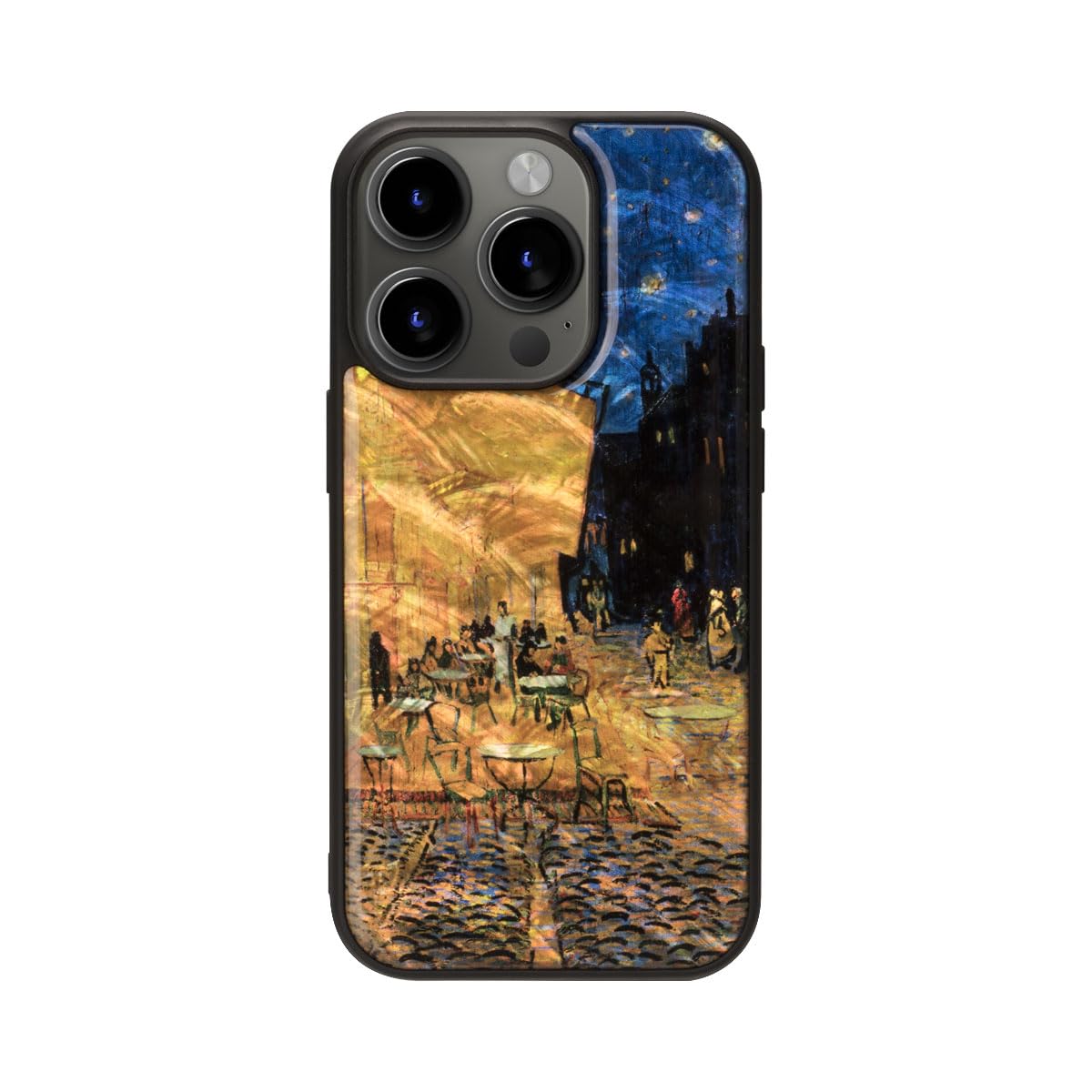 ikins iPhone 15 Pro ケース 天然貝ケース [ パール 光沢 表面コーティング加工 TPUとポリカーボネートのハイブリッド 着脱しやすい ストラップホール付き ワイヤレス充電 ] 名画シリーズ 名作絵