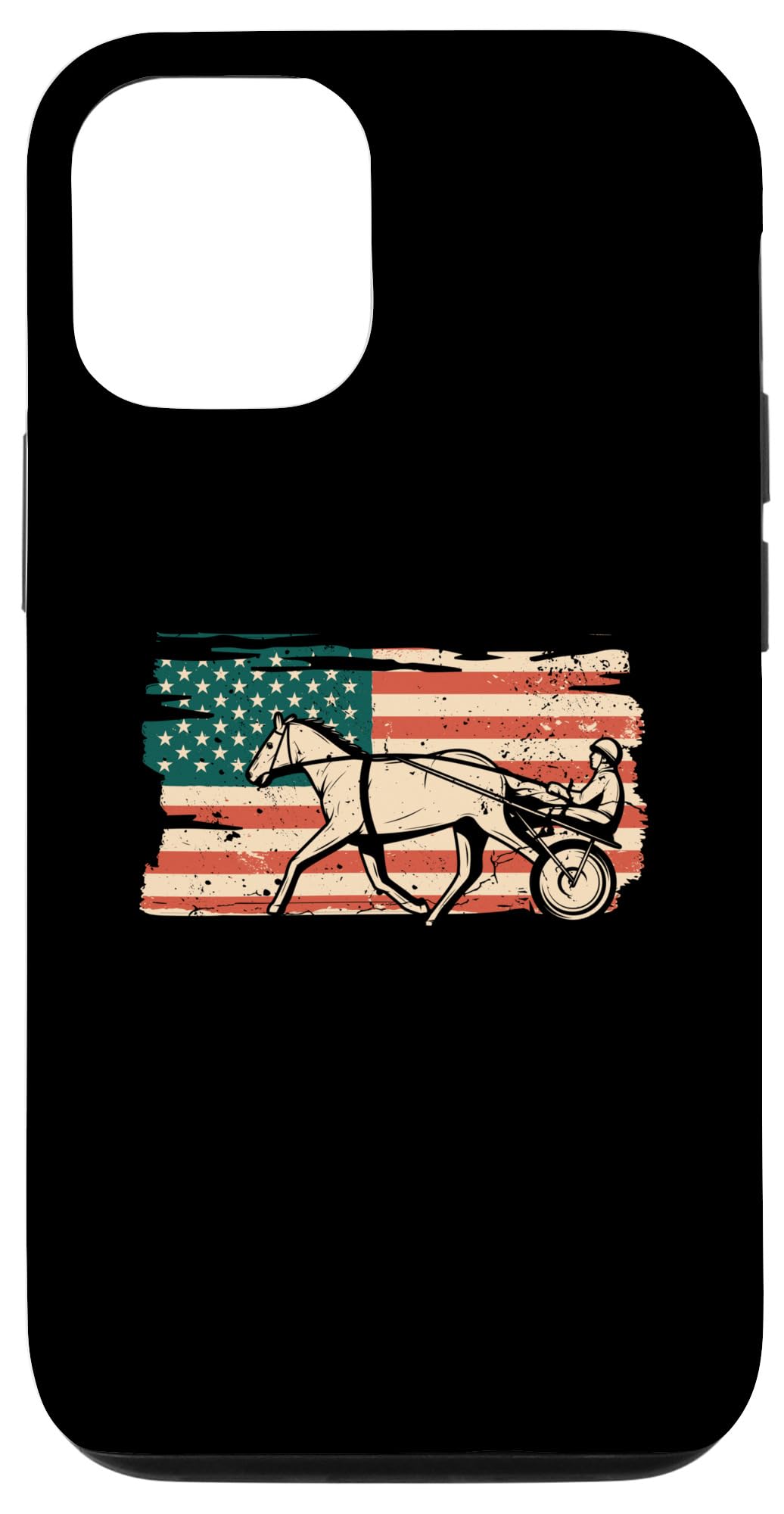 iPhone 13 Pro Harness Racing Pacer アメリカ国旗 面白い競馬 スマホケース