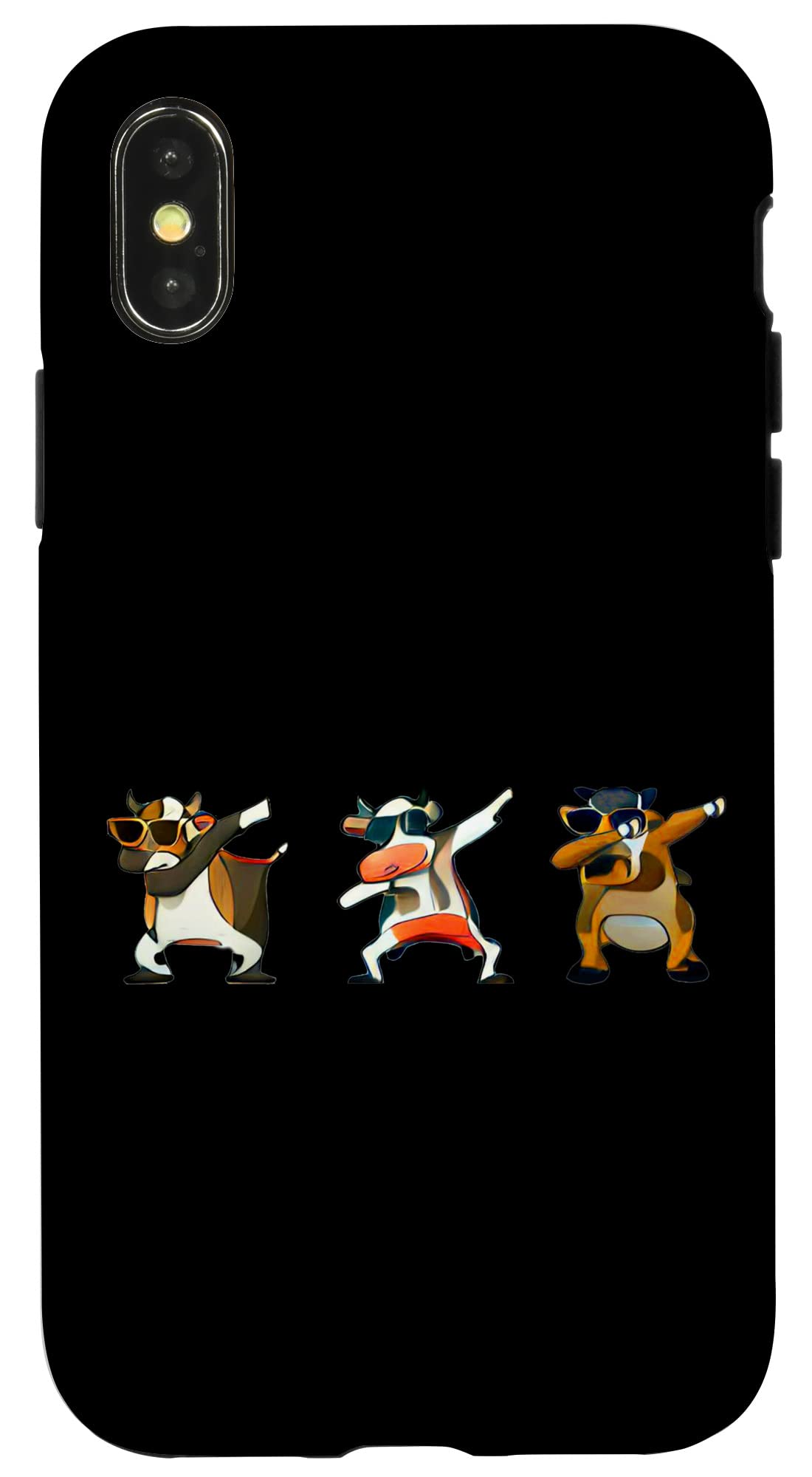 iPhone X/XS Dabbing Cows サングラス (AI Generated Art) 面白いミームユーモア スマホケース