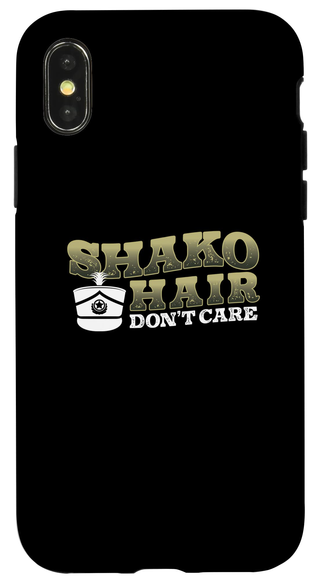 iPhone X/XS Funny Shako Hair Don't Care For A Marching Band ドラムメジャー スマホケース
