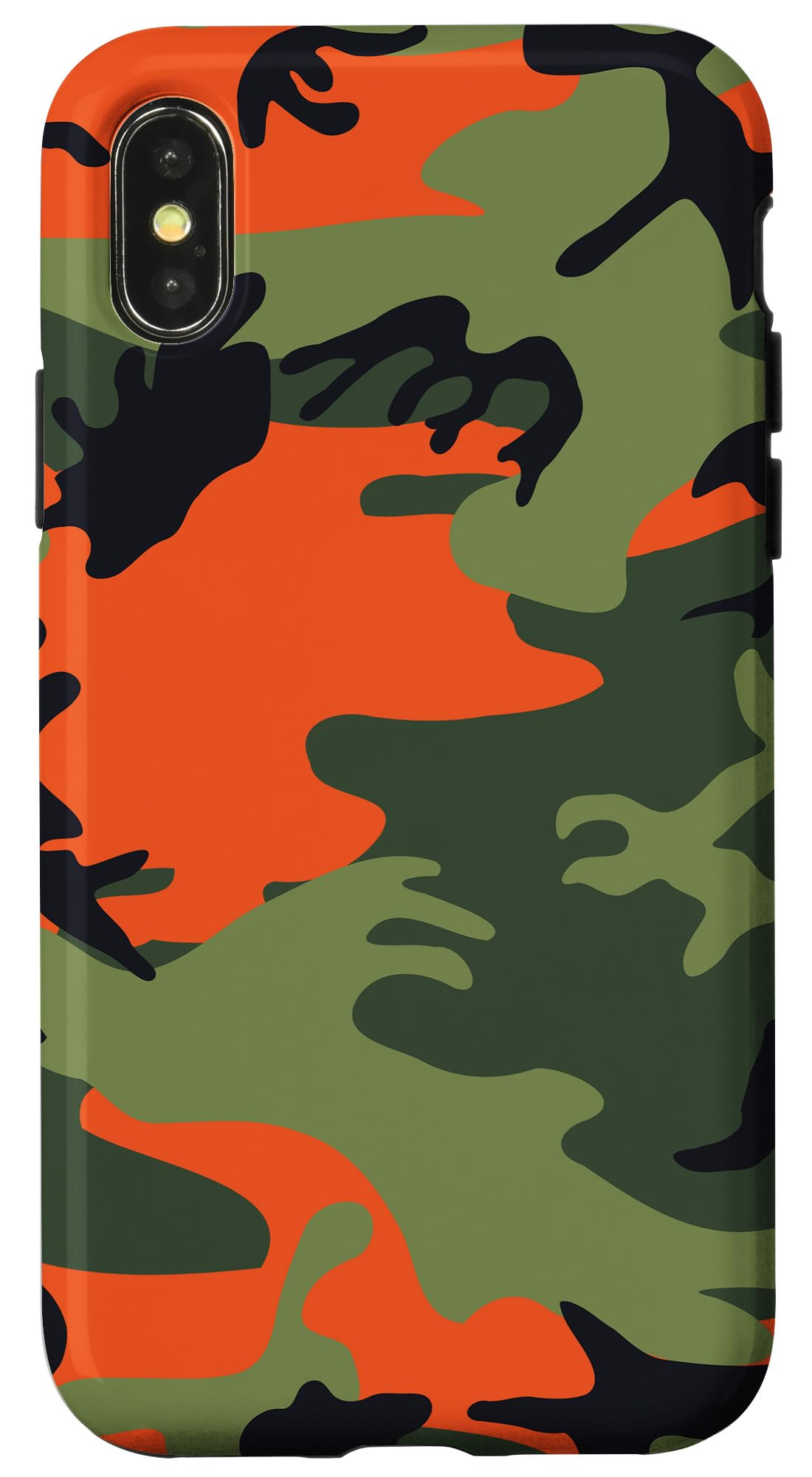 iPhone X/XS Pop Military Camouflage Pattern, Green Black Orange Camo スマホケース