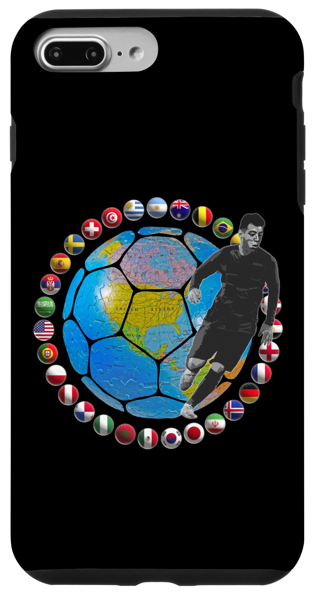 iPhone 7 Plus/8 Plus GO SOCCER GO - Nations Around The World 巨大なサッカーボール スマホケース