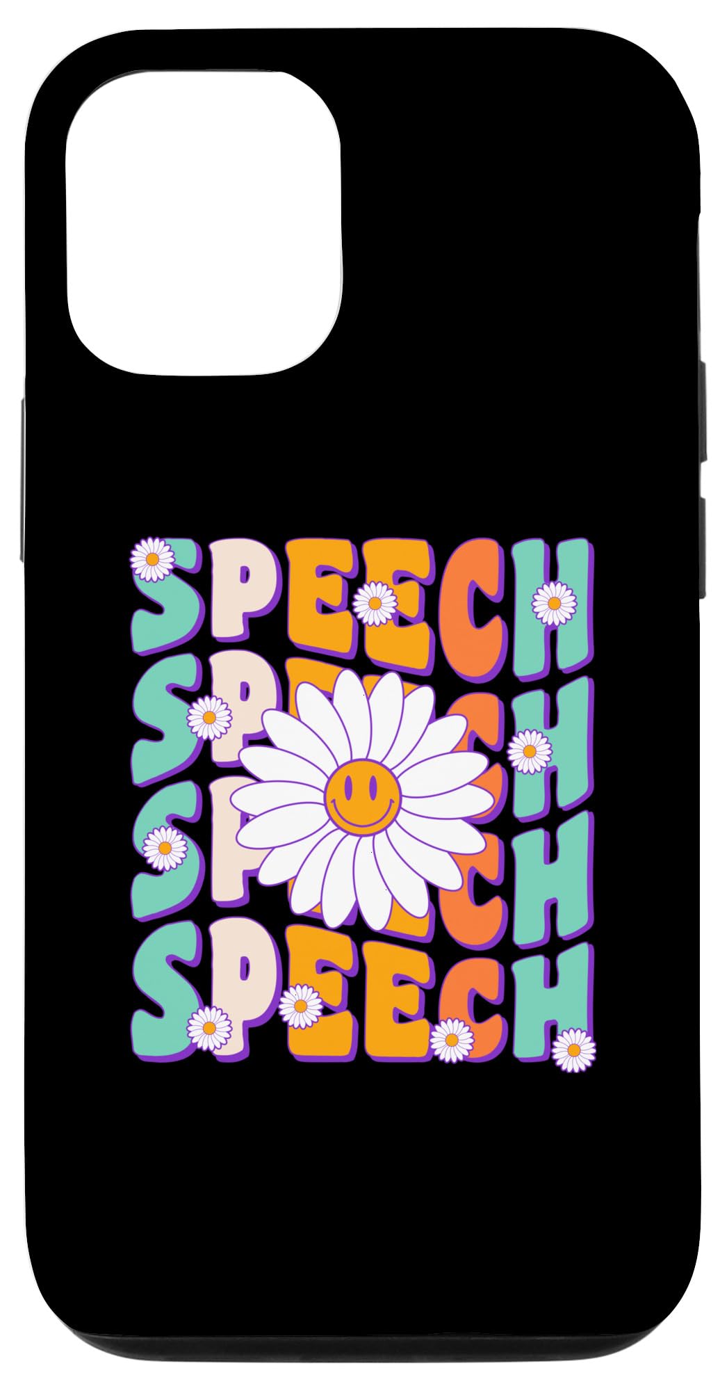 iPhone 13 レトロスマイリングフラワースピーチセラピー スマホケース