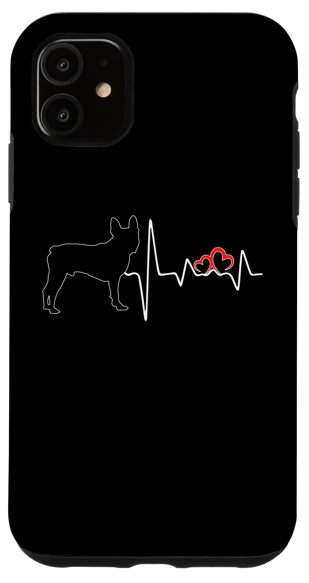 iPhone 11 ボストンテリア 犬 ハートビート 愛犬好き ボストンテリア スマホケース