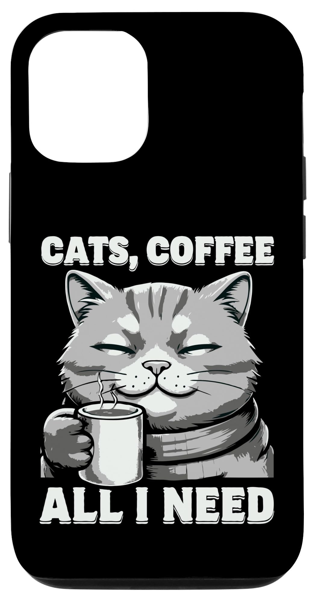 iPhone 14 Funny Cats Coffee All I Need Animal Pet - 猫のコーヒーすべて私は引用符が必要 スマホケース
