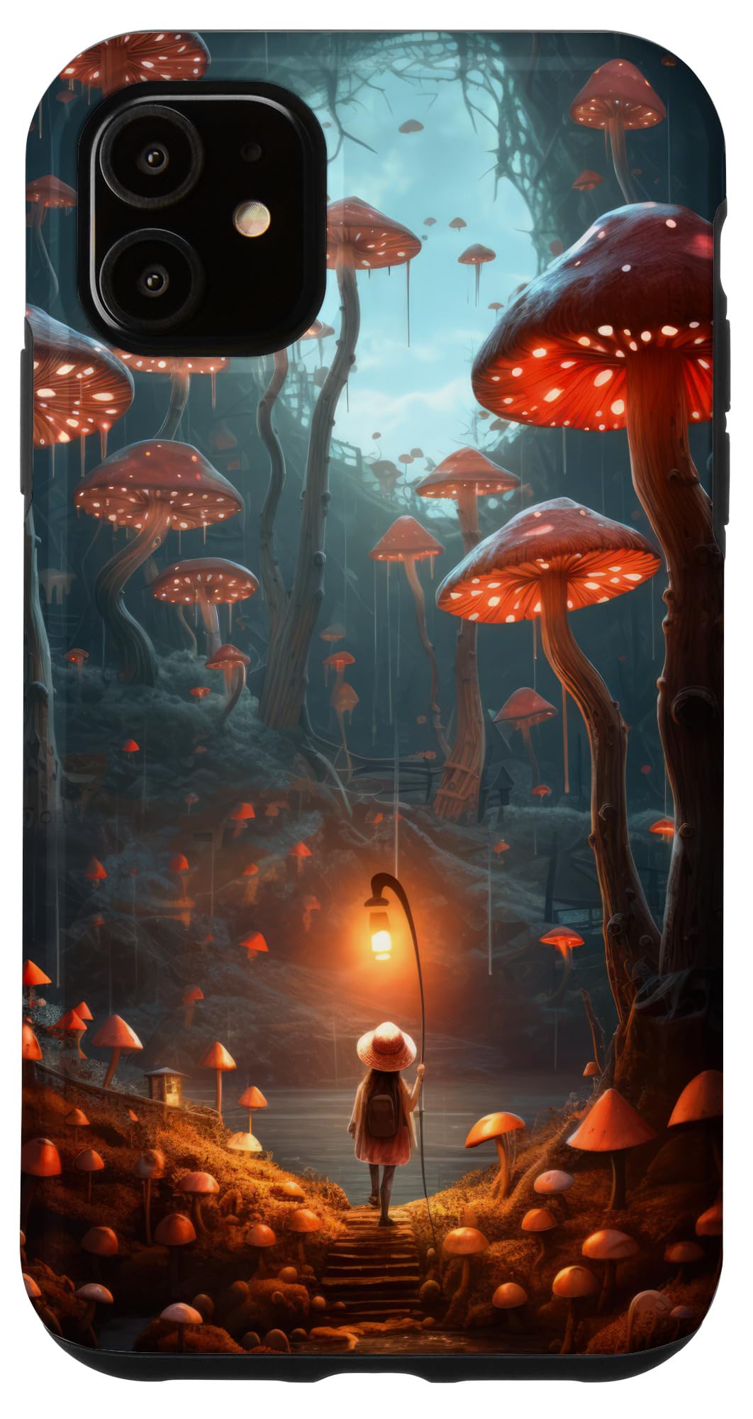 iPhone 11 Mystical Umbrella Wanderer - Magic Mushrooms スマホケース