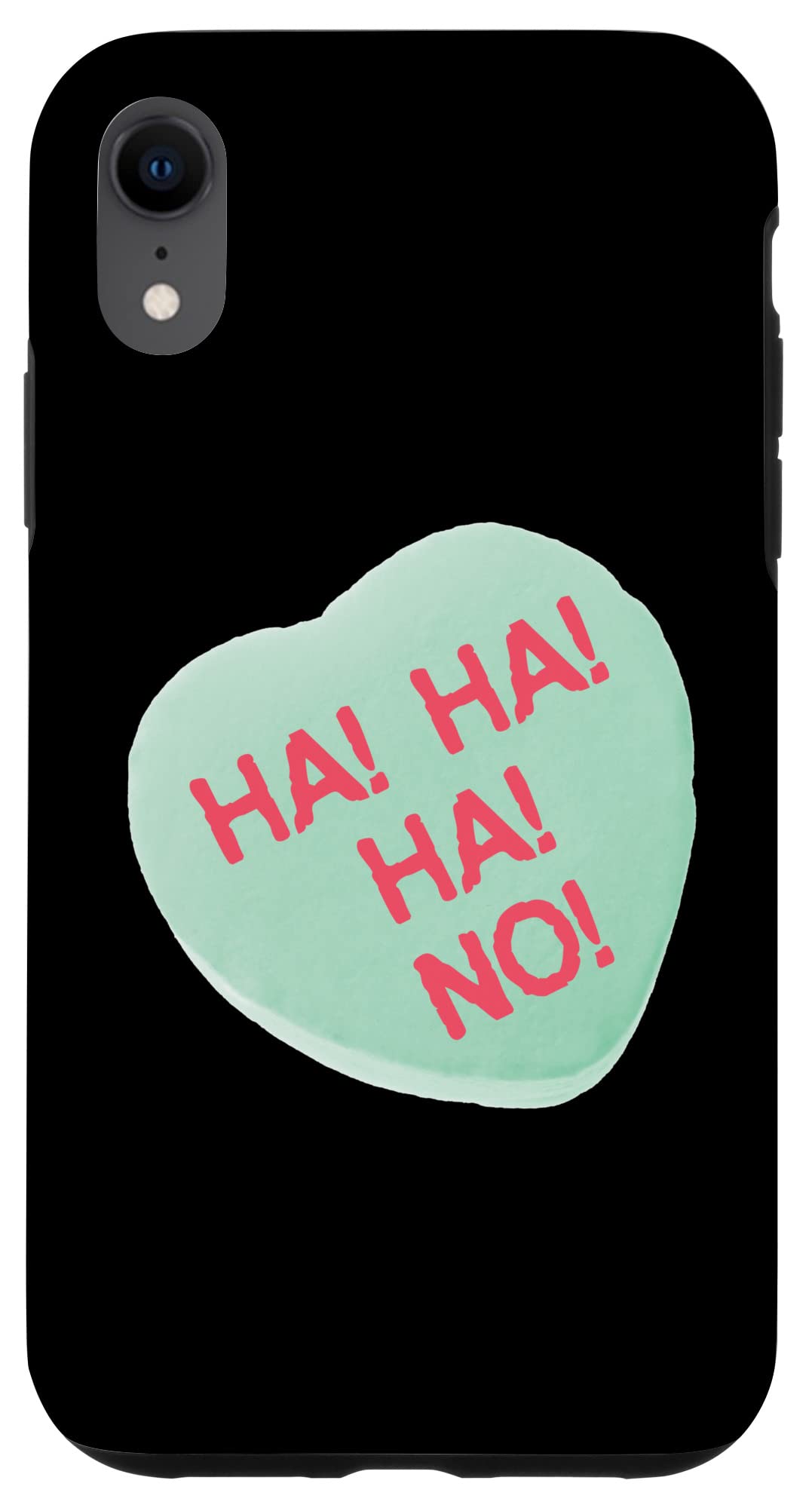 iPhone XR シングルズ・アウェアネス・デイ グリーン・キャンディ・ハート HA HA NO! スマホケース