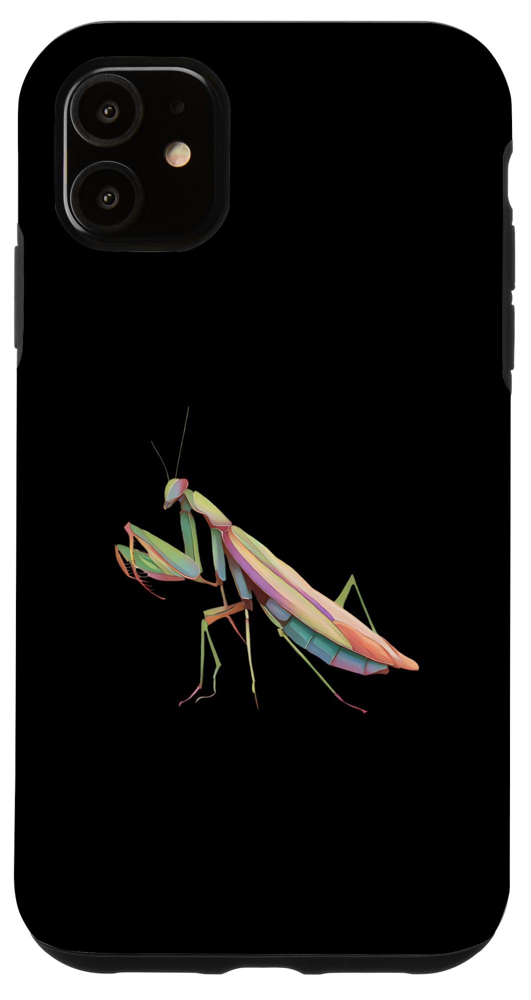 iPhone 11 美しい昆虫アート パステル カマキリ スマホケース