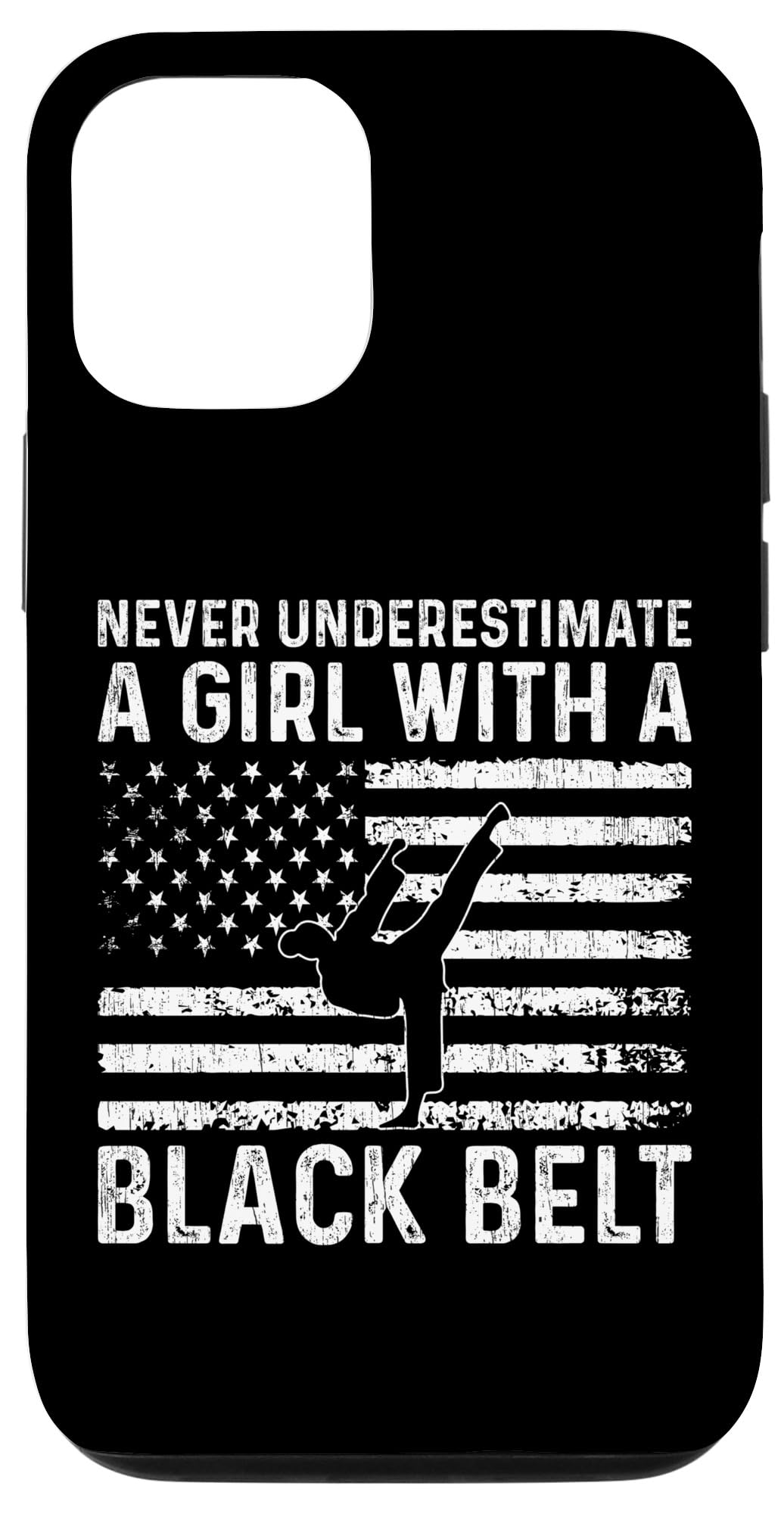 iPhone 12/12 Pro Never Underestimate A Girl With A Black Belt アメリカ国旗 スマホケース