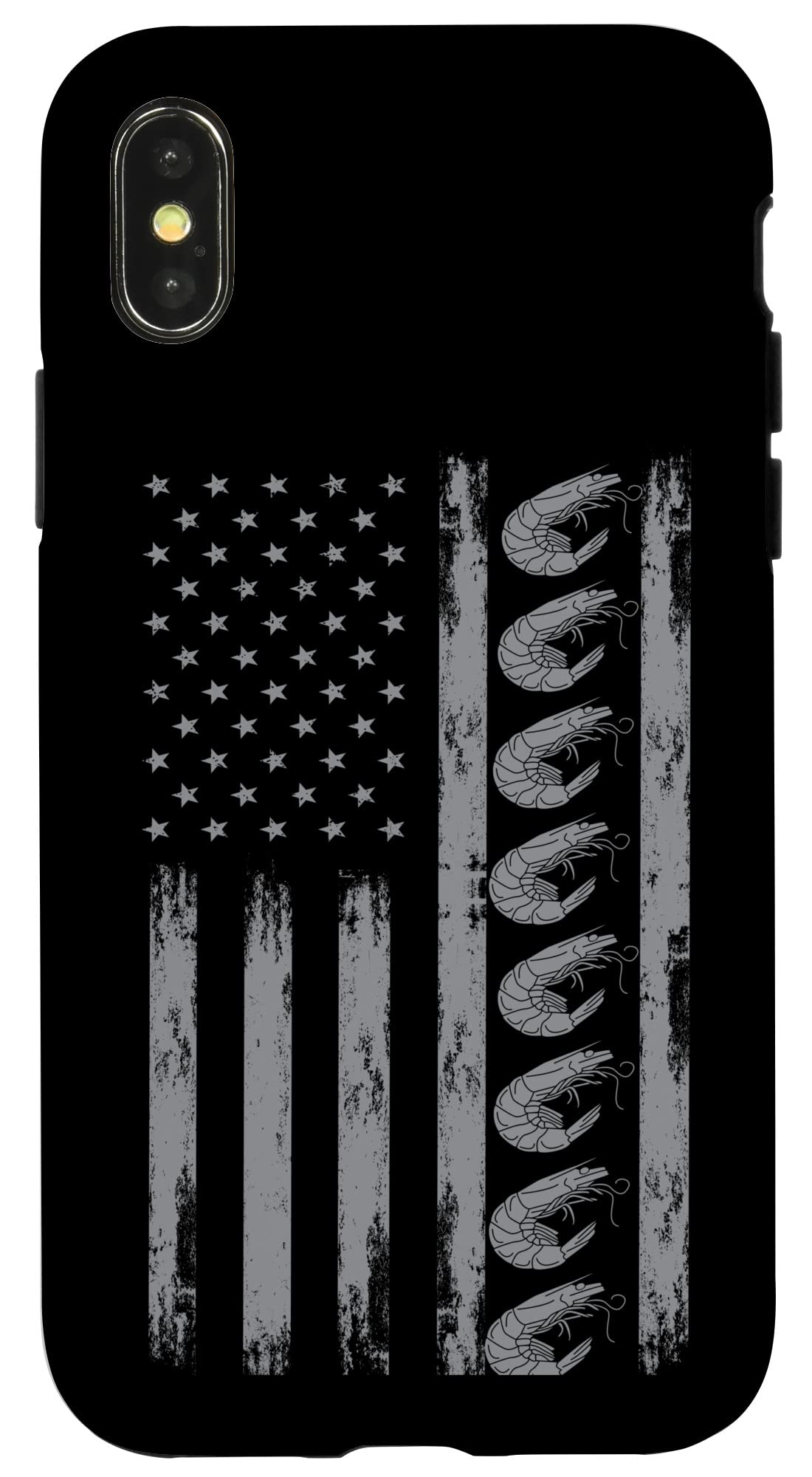 iPhone X/XS アメリカン・エビ服 エビ アメリカ国旗 ザリガニ スマホケース