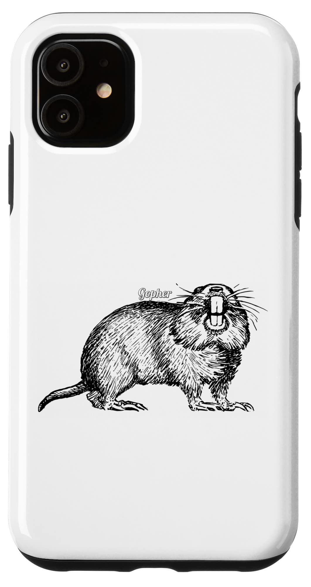 iPhone 11 ポケットゴーファーアートイラスト スマホケース
