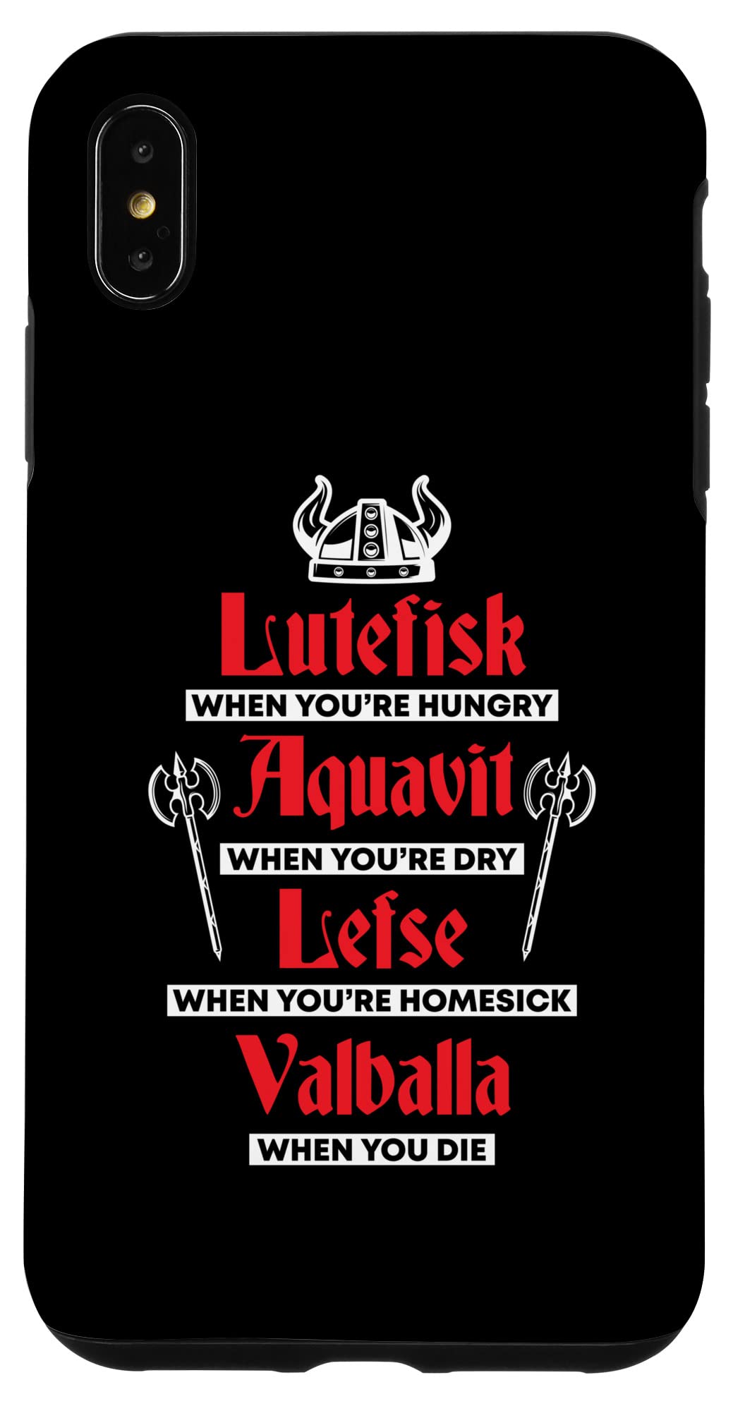 iPhone XS Max Lutefisk Aquavit Lefse Valhallaデザイン。 スマホケース