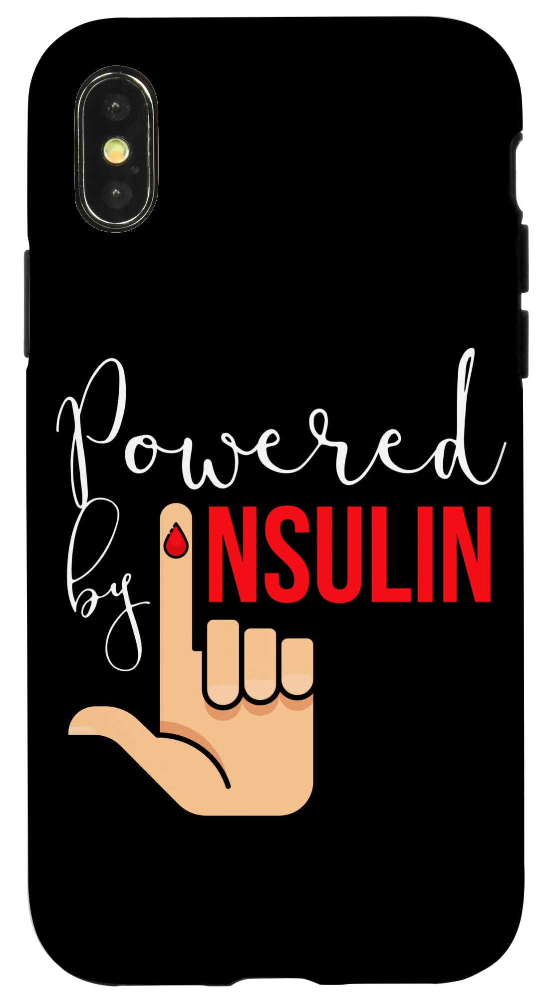 iPhone X/XS Powered By Insuliniインスリン糖尿病の砂糖患者 スマホケース