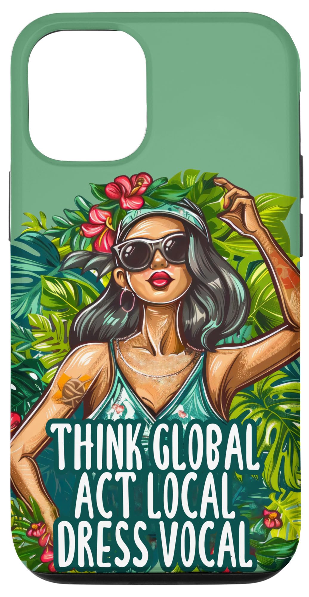 iPhone 15 Think Global Act ローカル ドレス ボーカル 環境保護 スマホケース
