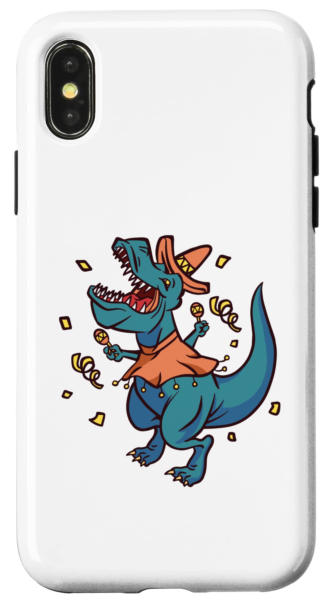 iPhone X/XS メキシカンティラノサウルス レックス 恐竜 ポンチョ パーティー ソンブレロ スマホケース