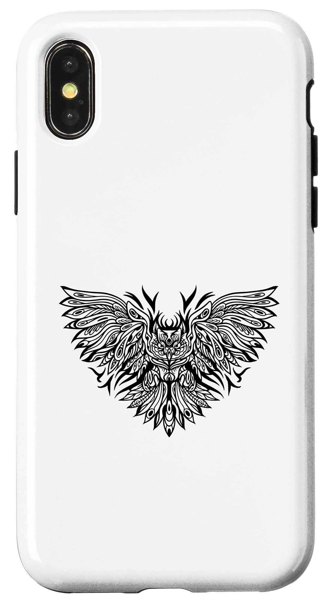 iPhone X/XS トライバルフクロウ 抽象画 スマホケース