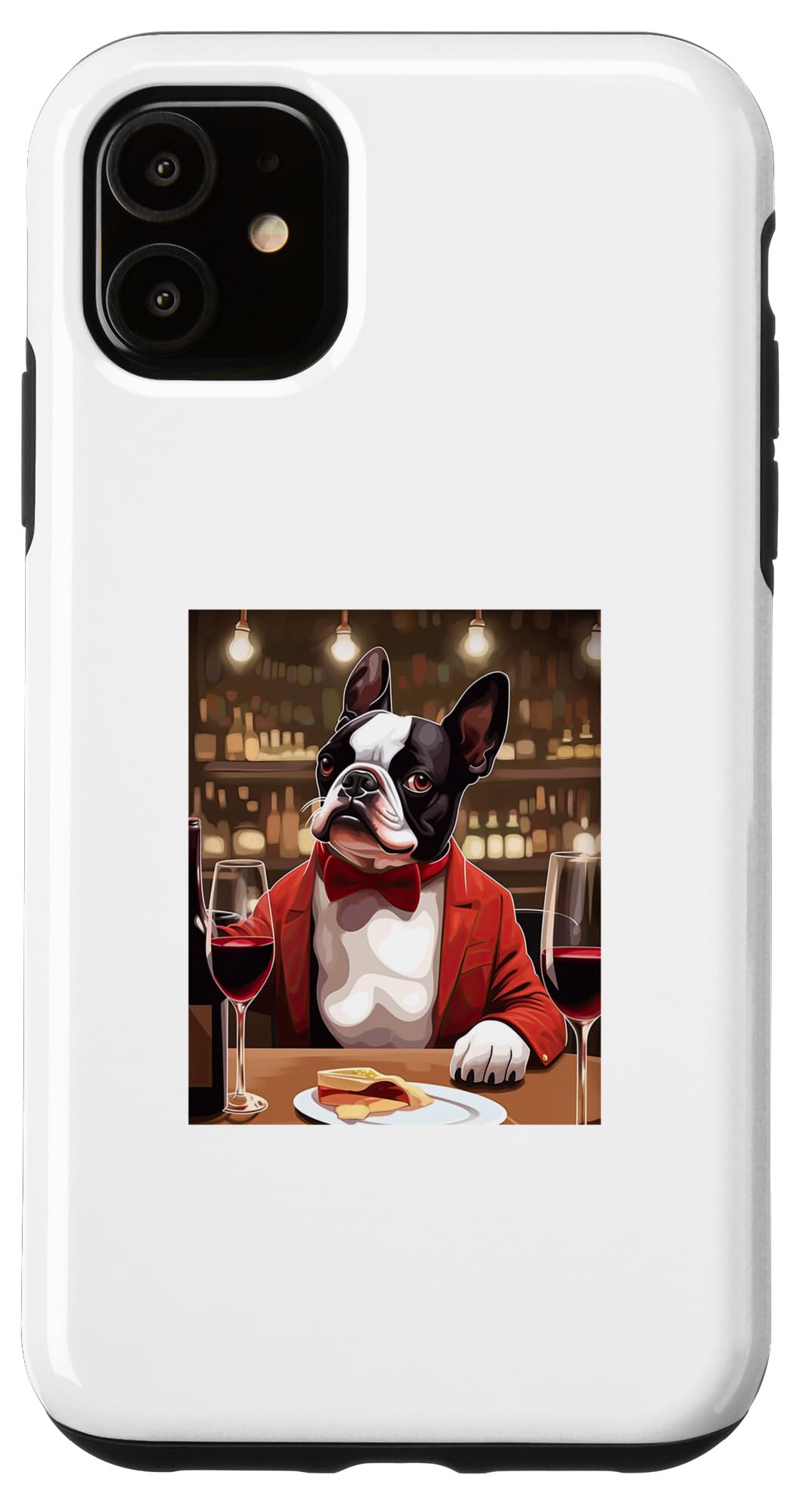 iPhone 11 ボストンテリア ワイン ファニー ドッグ 飲料 スマホケース