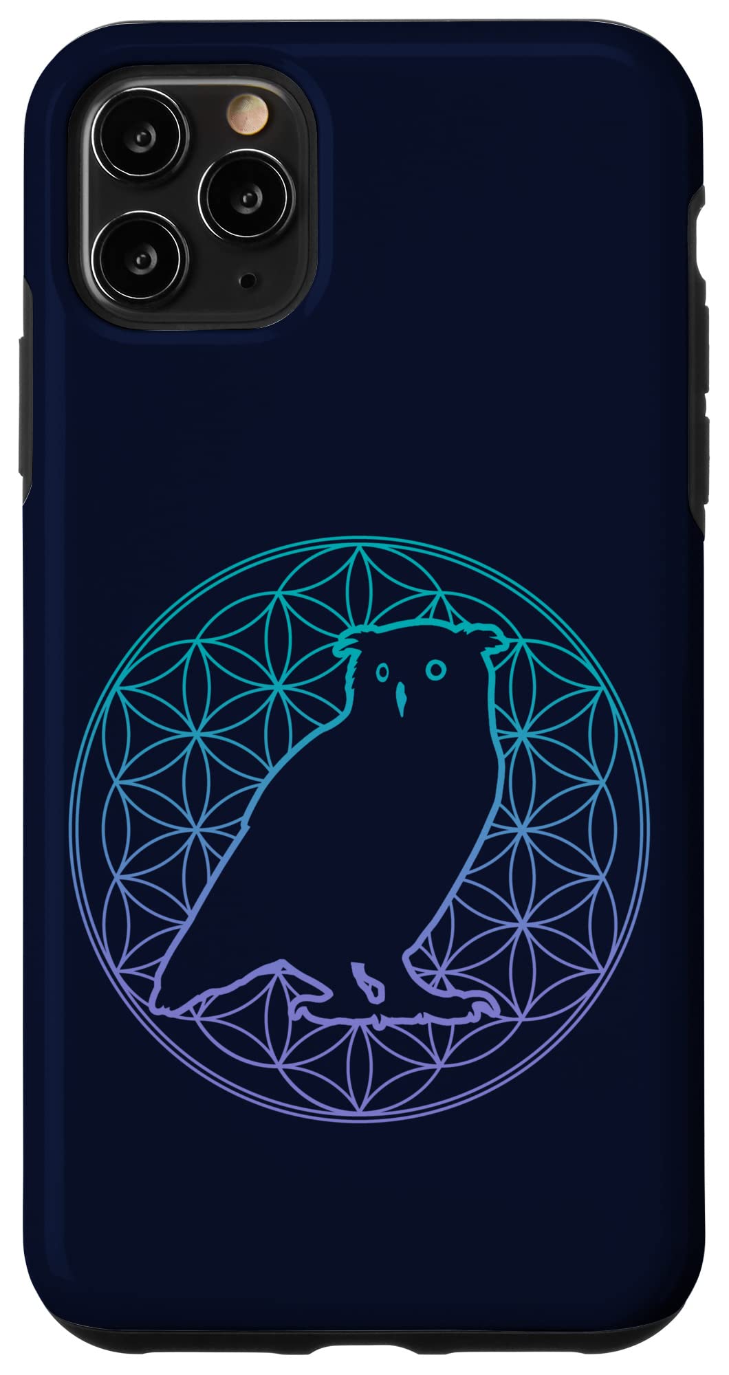 iPhone 11 Pro Max フクロウ フラワーオブライフ 神聖幾何学 スマホケース