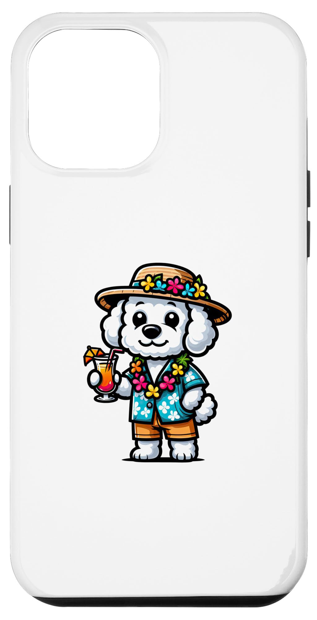 iPhone 15 Plus Bichon Frise ハワイアンファニードッグバケーション スマホケース