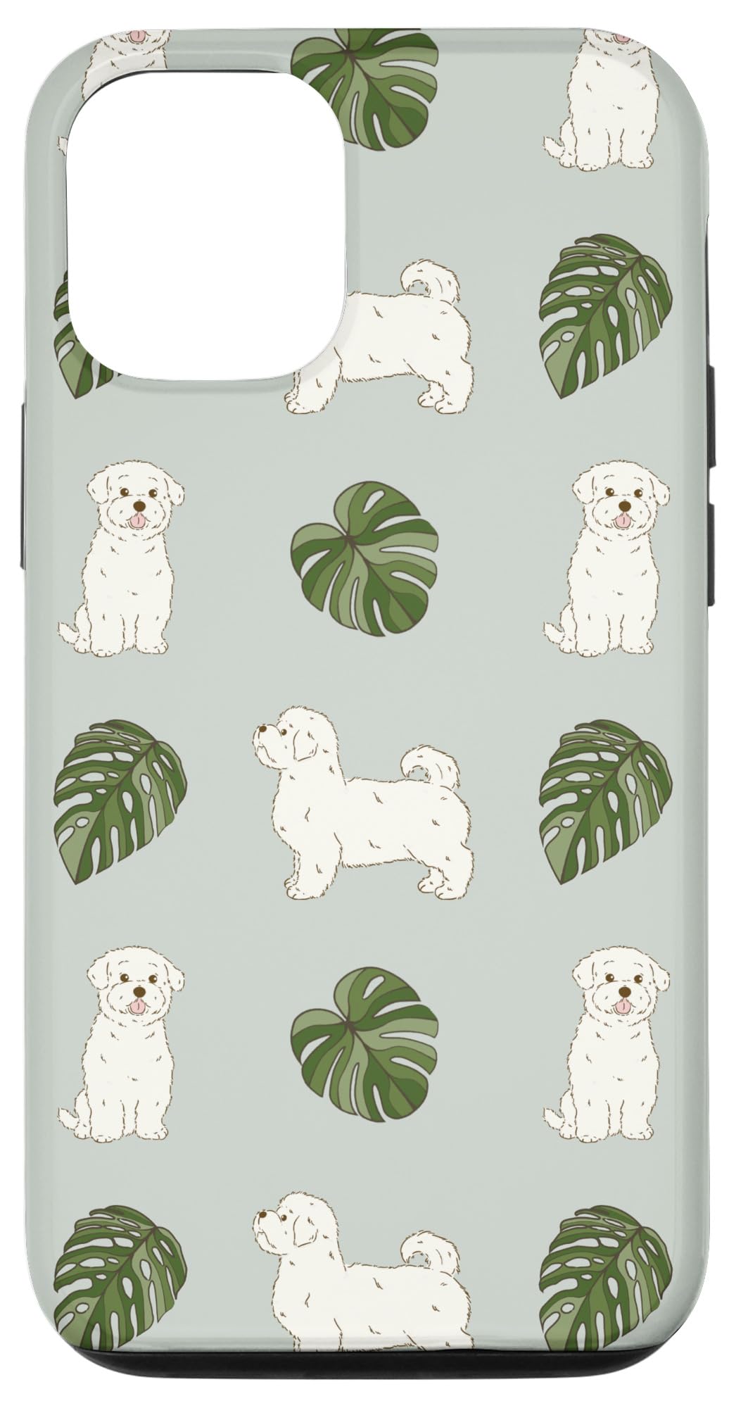 iPhone 14 Pro 植物と犬 マルチーズ愛好家 ガーデナー スマホケース