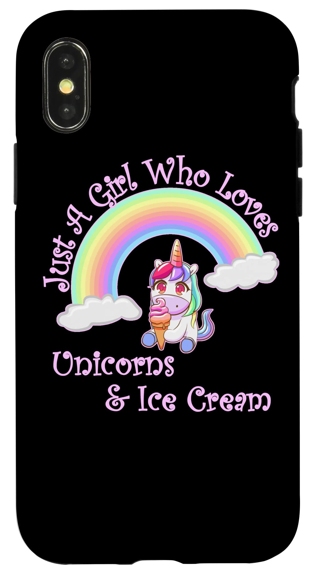 iPhone X/XS Girl Who Loves ユニコーン&アイスクリーム スマホケース