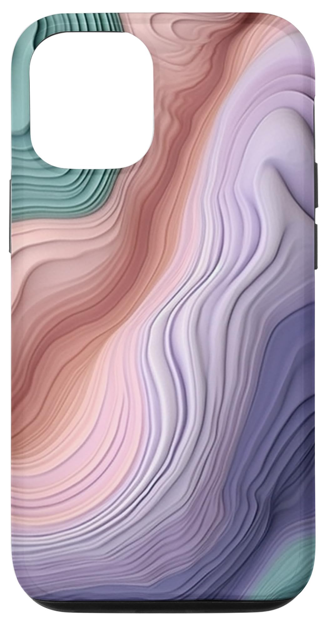 iPhone 14 エレガントなラベンダー&ミントグリーンインク ファンシー水彩画 スマホケース