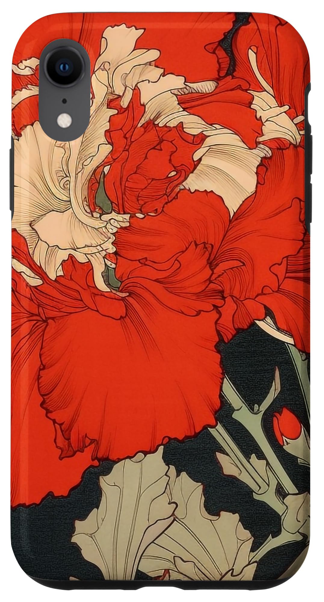 iPhone XR 伝統的な花の日本のカーネーションの花。 スマホケース