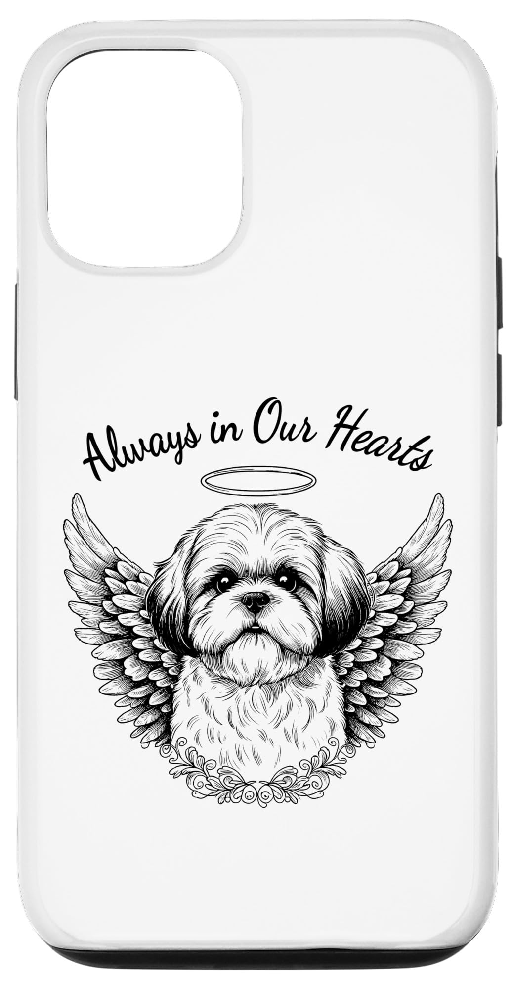 iPhone 15 シーズー Always in Our Heartsエンジェルドッグペットメモリアル。 スマホケース