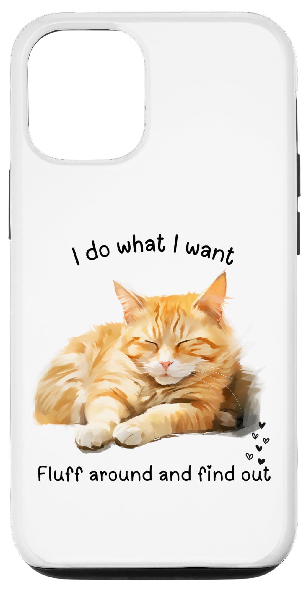 iPhone 15 猫好き、FLUFF AROUND AND FIND OUT、ストライプジンジャーキティ スマホケース
