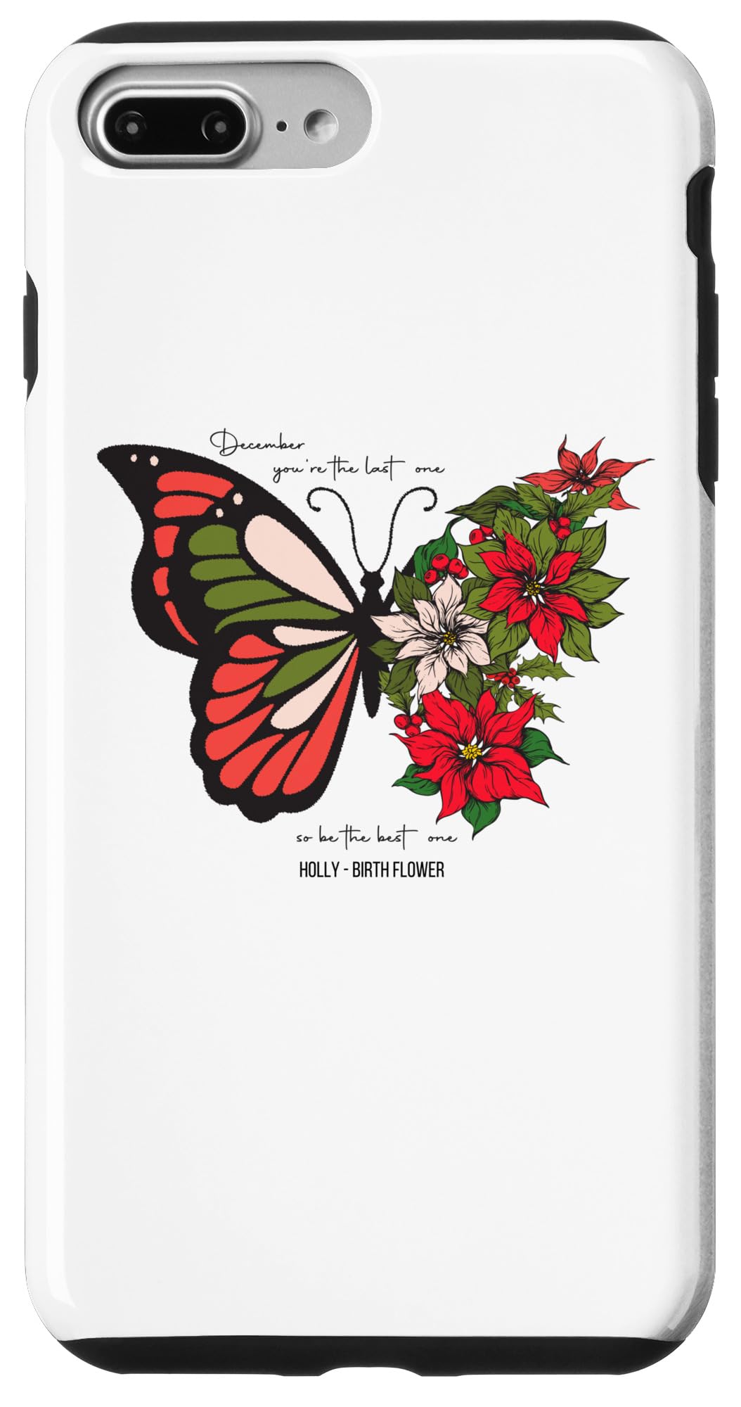 iPhone 7 Plus/8 Plus DECEMBER HOLLY BIRTH FLOWERS 蝶 レディース スマホケース