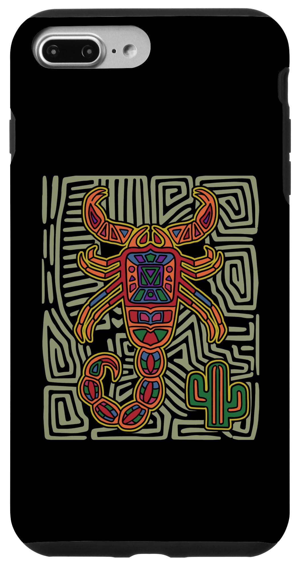 iPhone 7 Plus/8 Plus Panama Kuna Tribe スコーピオン節足動物モラ アート スマホケース