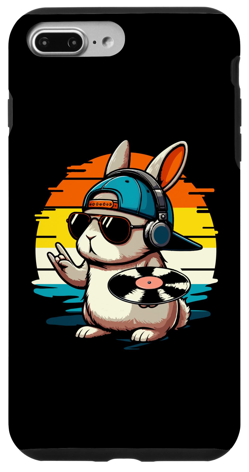 iPhone 7 Plus/8 Plus DJ Bunny ポップミュージック ラビット ビニール ターンテーブル スマホケース