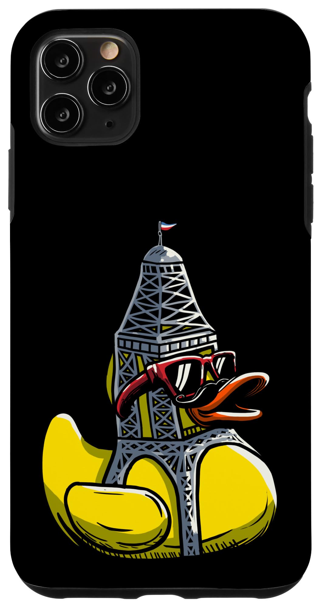 iPhone 11 Pro Max Paris ラバーダック エッフェル塔 アヒルの子 パリジャン スマホケース