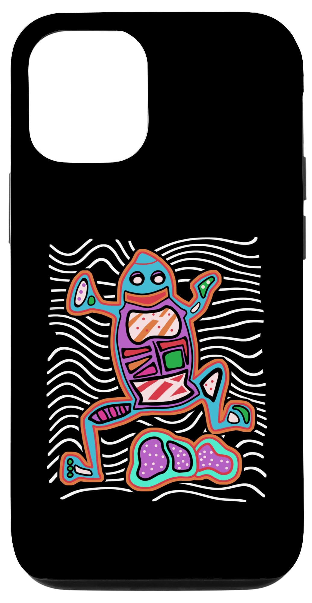 iPhone 13 Panama Kuna Tribe カエルのヒキガエルモラ アート スマホケース
