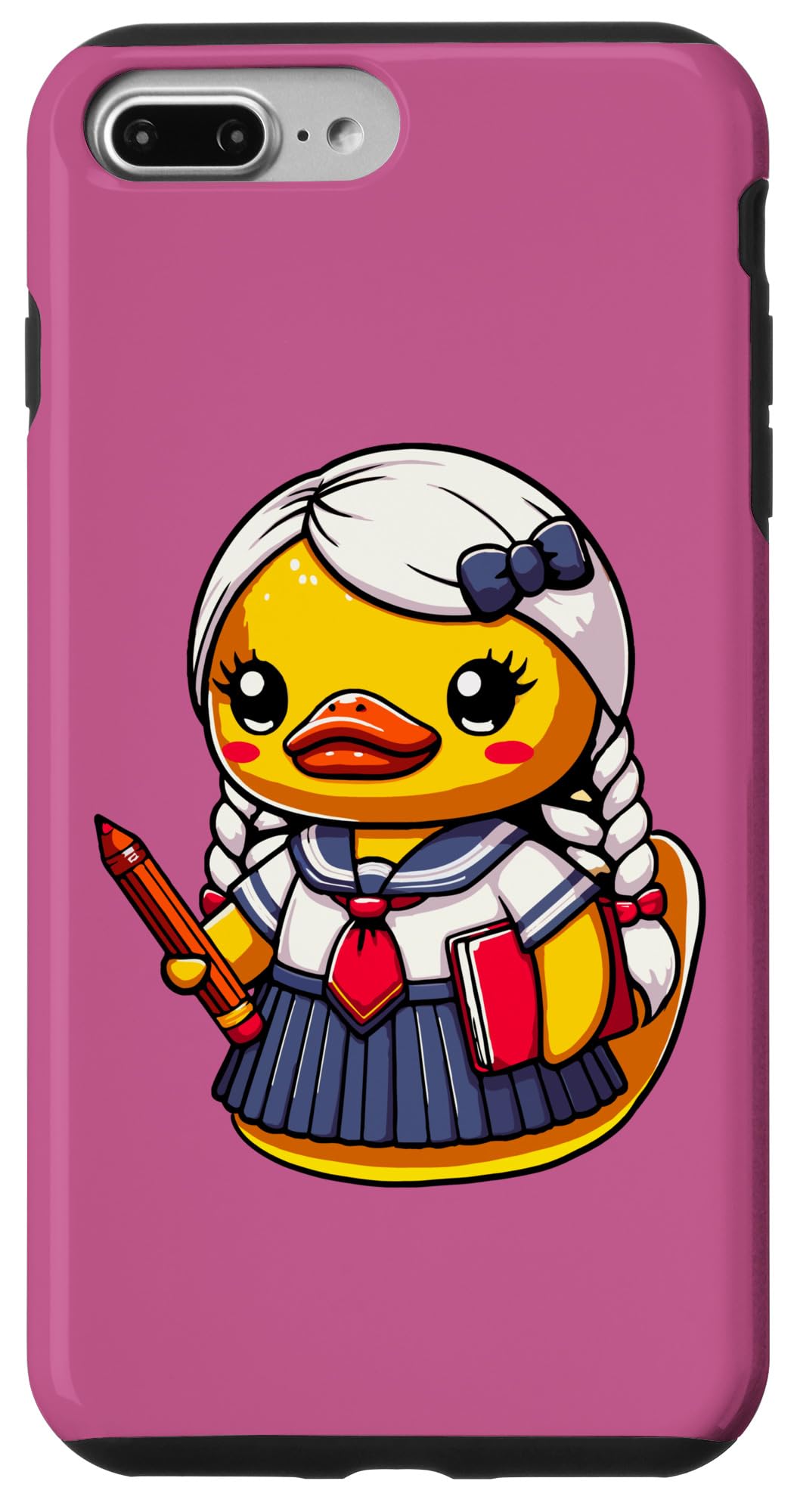 iPhone 7 Plus/8 Plus 女子高生 ラバーアヒル 先生 アヒルの子 スマホケース