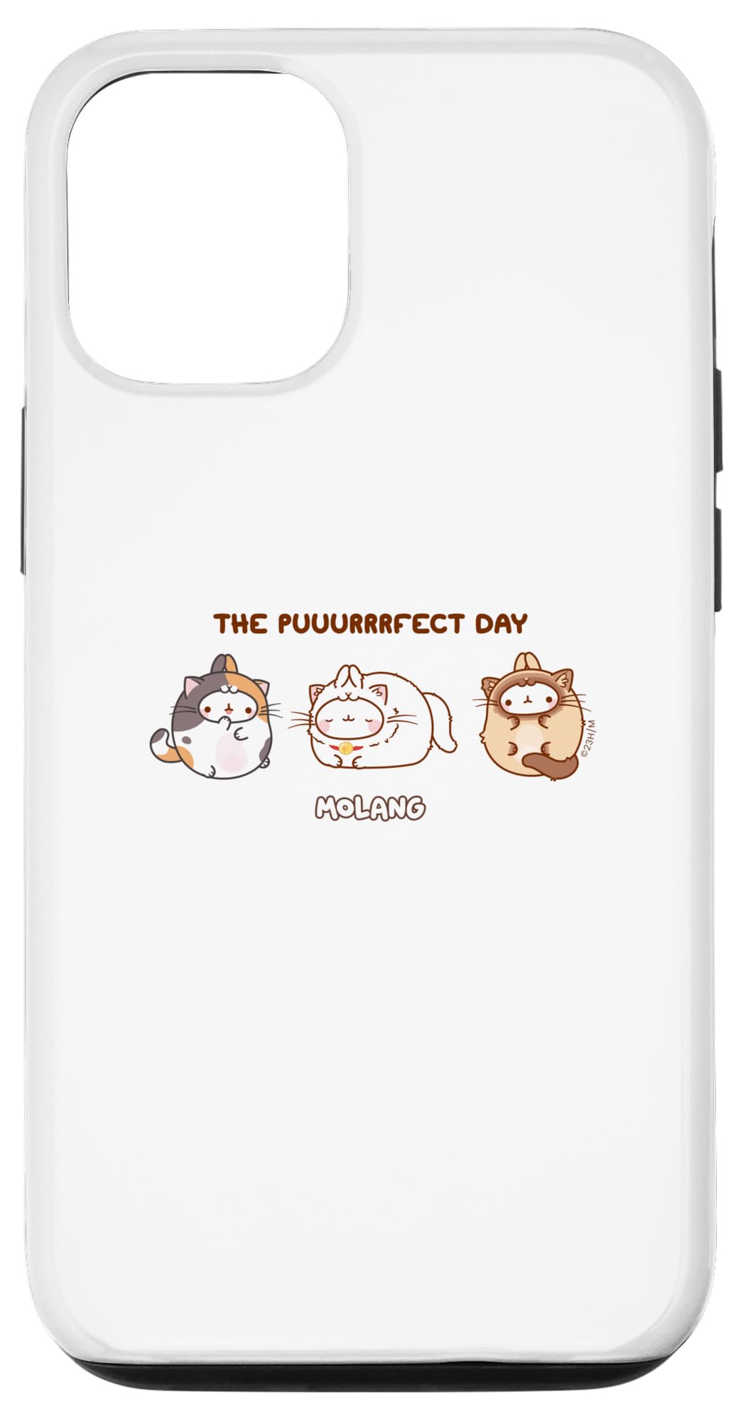 iPhone 15 Molang - お上さん、成人男性、赤ちゃん向けの面白可笑しいポンチ絵青写真。 スマホケース
