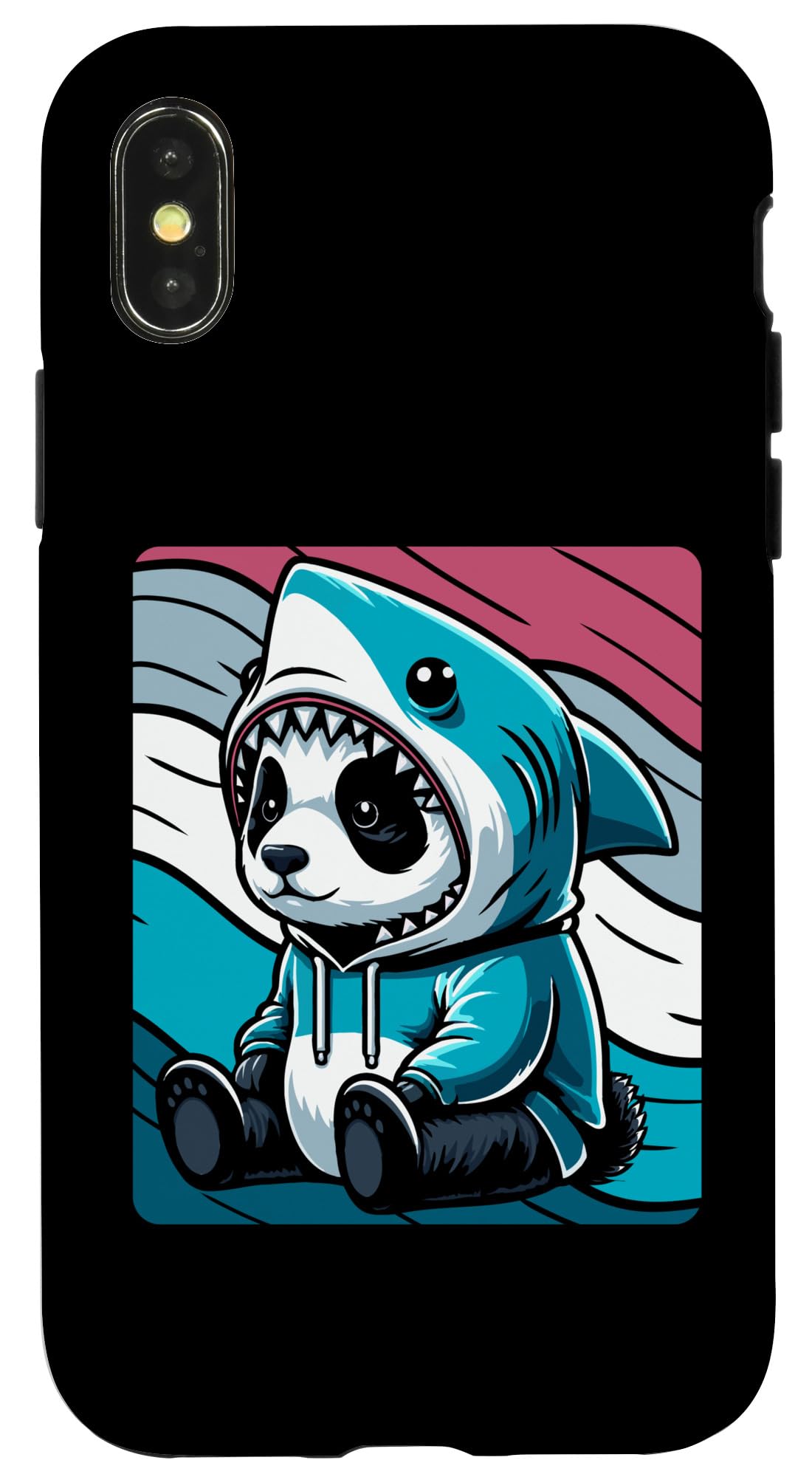 iPhone X/XS サメパンダ スマホケース