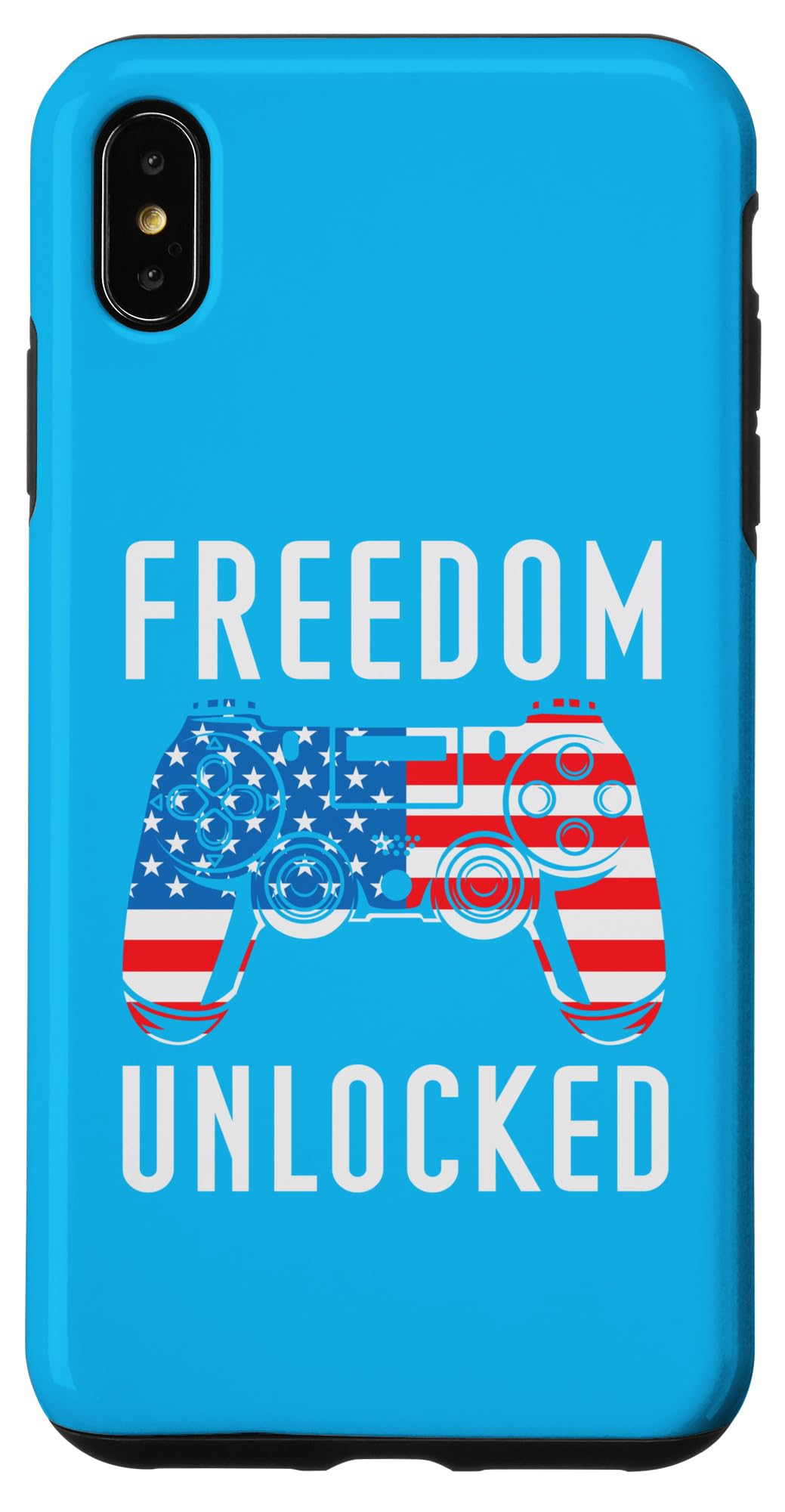 iPhone XS Max Cool Freedom Unlock アメリカ国旗柄 コントローラーTシャツ スマホケース｜WES STORE