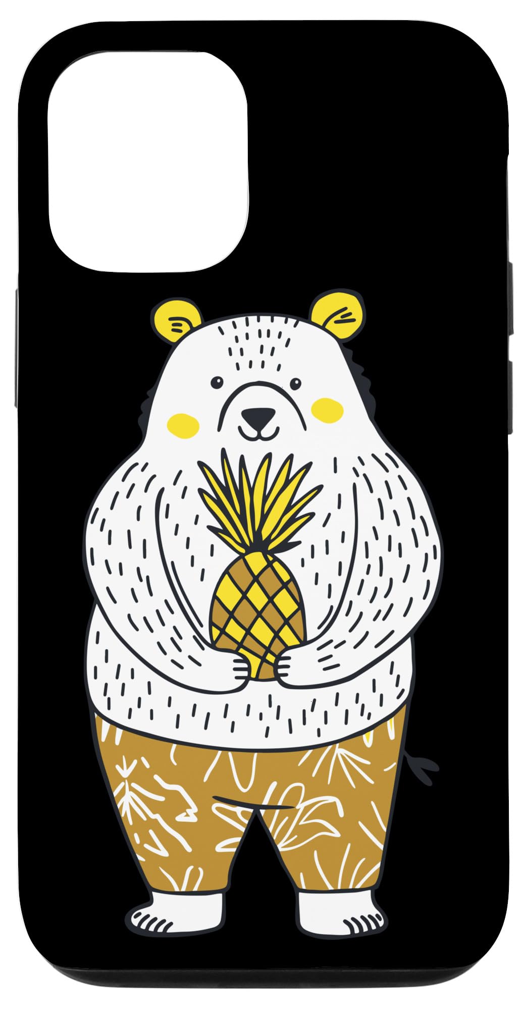 iPhone 12/12 Pro 手描きの面白いフォルモサクマのパイナップルグラフィック。 スマホケース