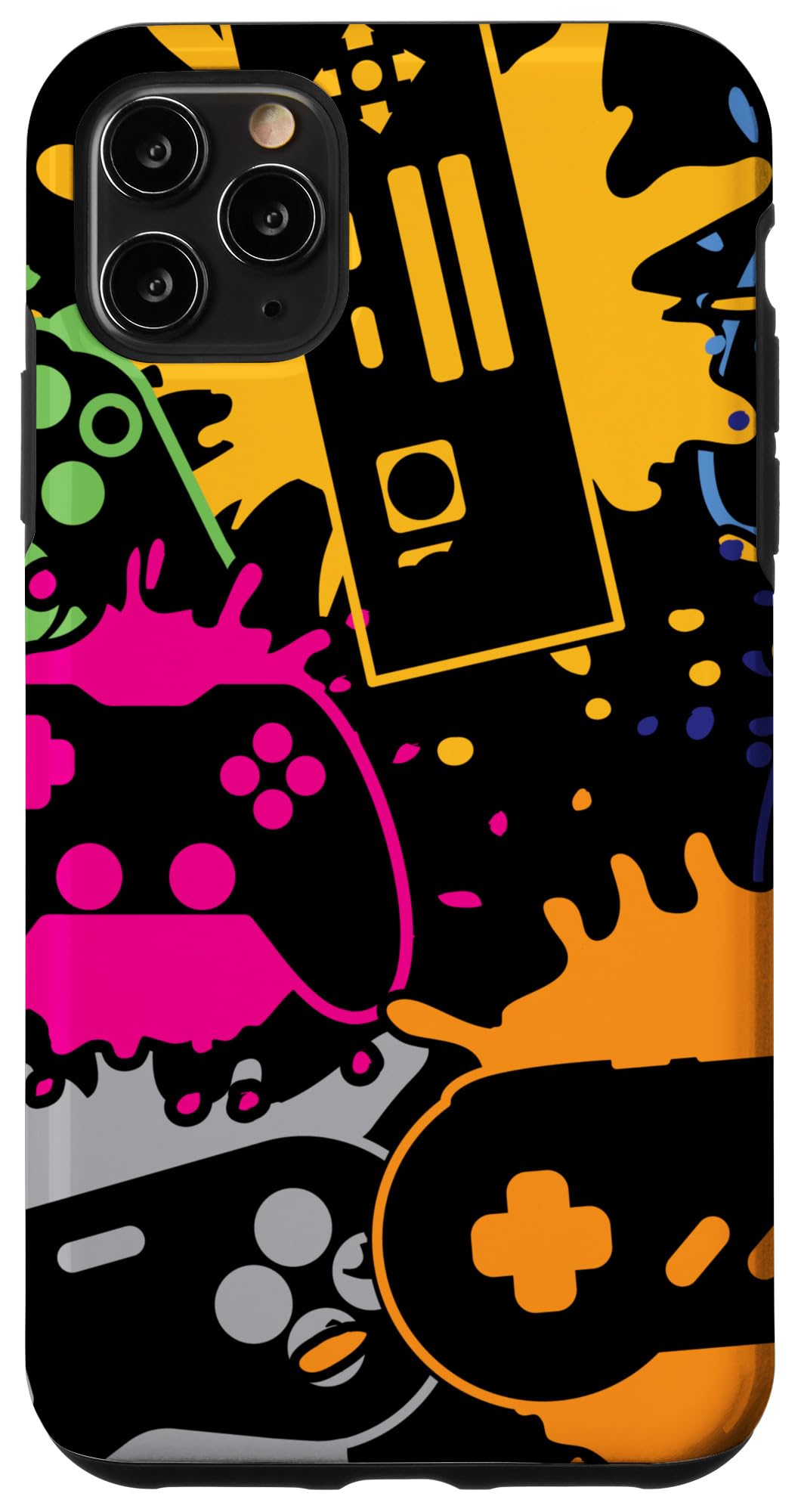 iPhone 11 Pro Max ビデオゲームコントローラー モンタージュ オールドスクールルック 80年月日 90年月日 スマホケース