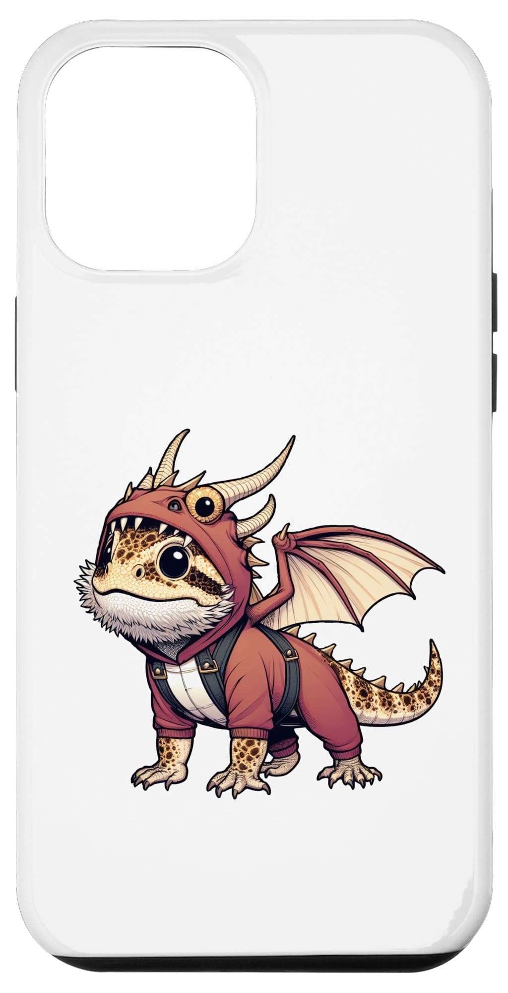 iPhone 15 Plus ひげを生やしたドラゴン 着ぐるみ | クールなグラフィック 爬虫類Tシャツ スマホケース