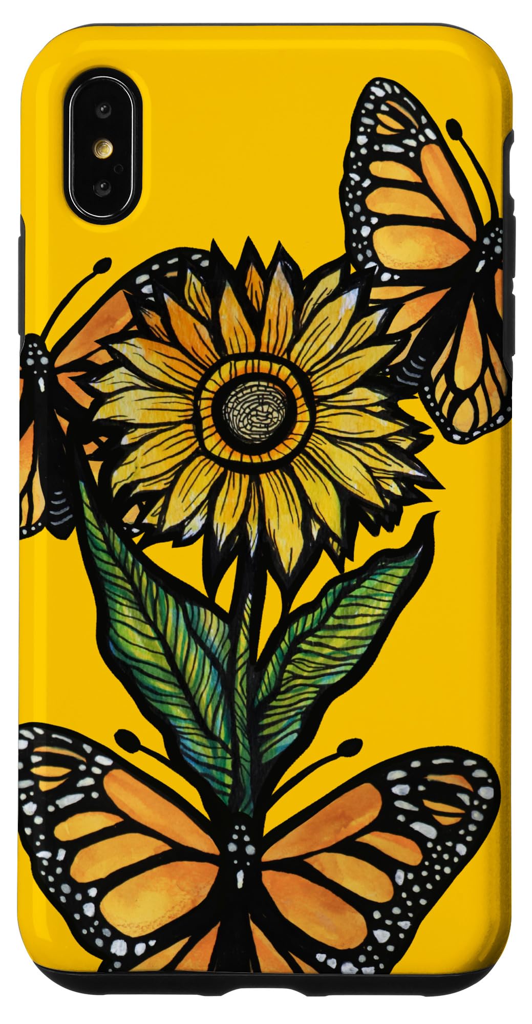 iPhone XS Max 御花苑地 モナーク 蝶 チューリップ ひまわり スマホケース