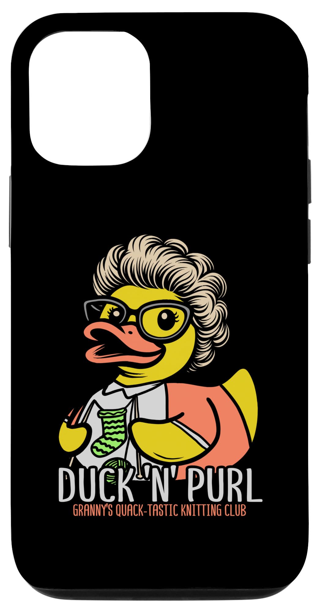 iPhone 14 Pro Granny Rubber Duck Grandma 合鴨の子編み スマホケース