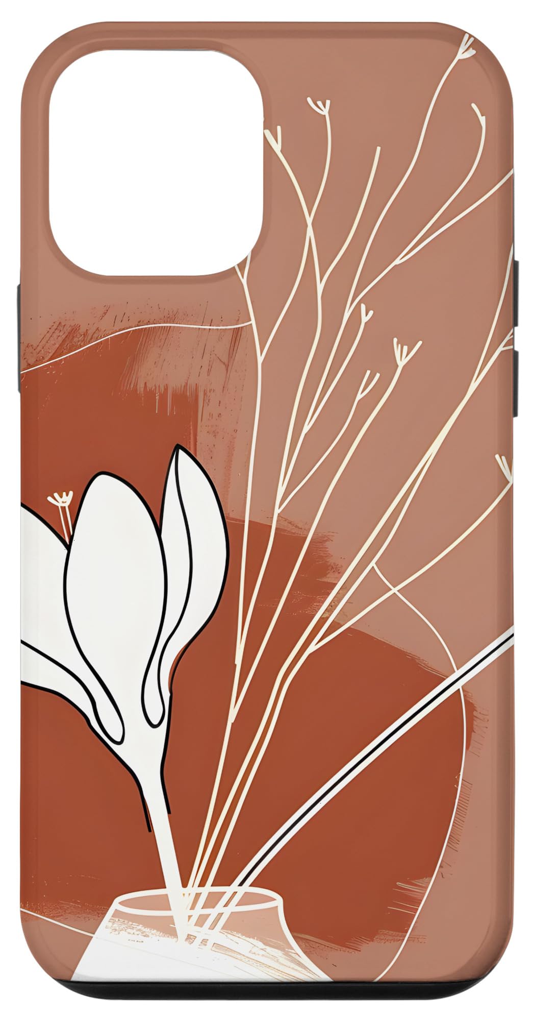 iPhone 12 mini クロッカスの花 美しいパステル ライトブラウン フローラル スマホケース