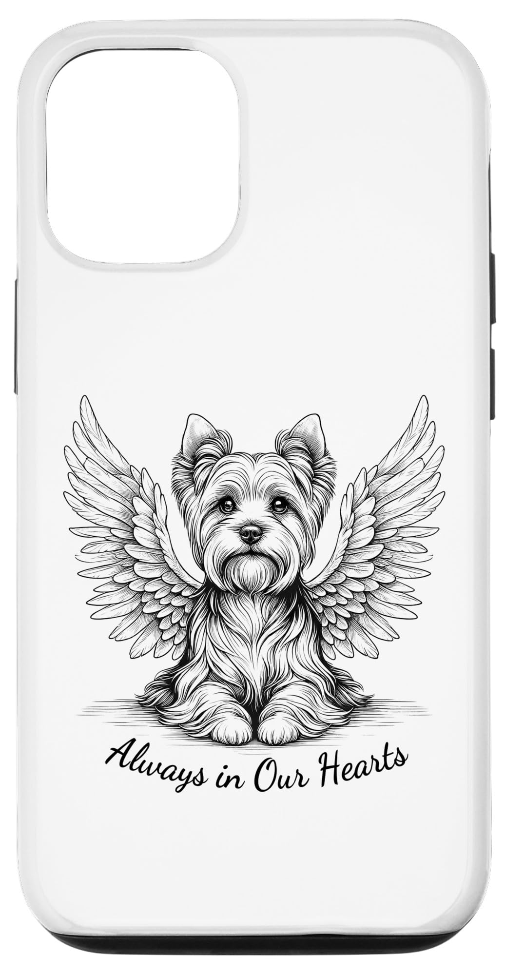 iPhone 15 Yorkie Always in Our Hearts ヨークシャーテリア ドッグメモリアル。 スマホケース