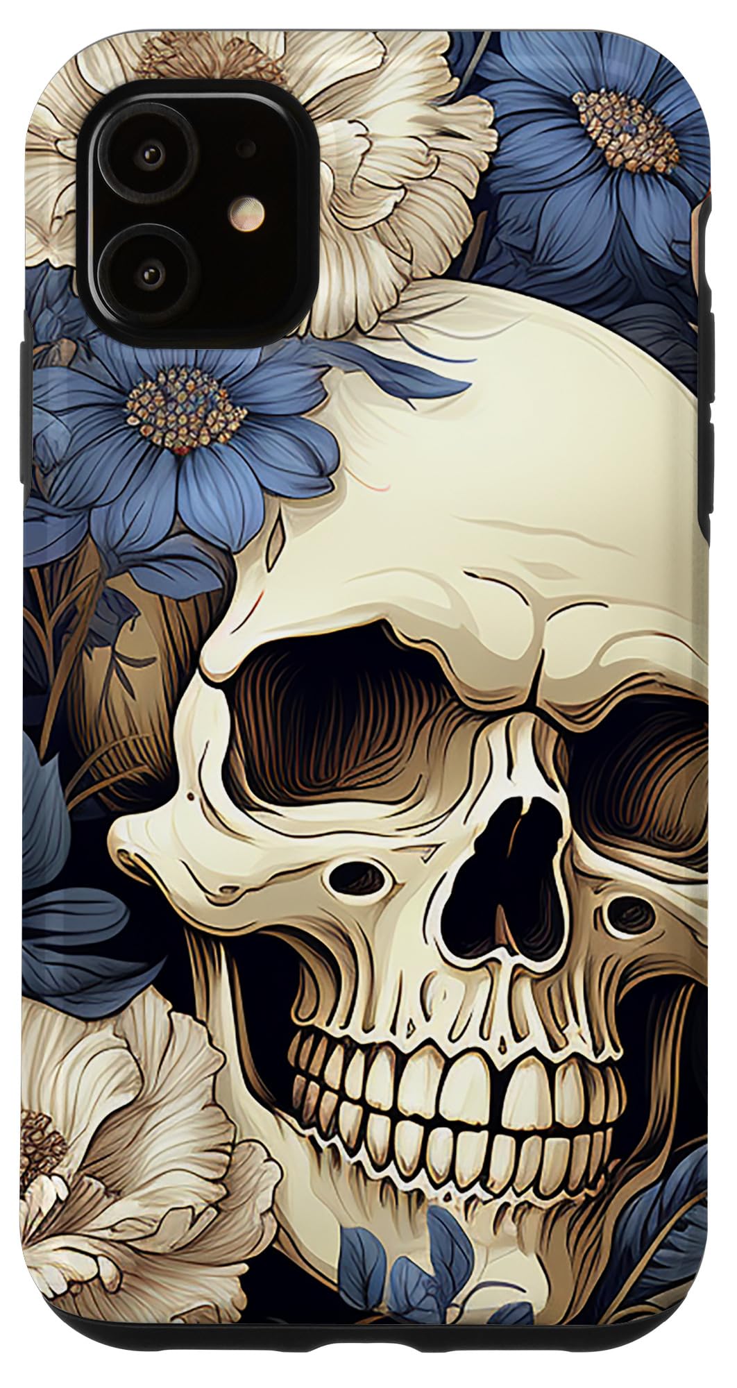 iPhone 11 スカル 花柄 牡丹の花 スマホケース